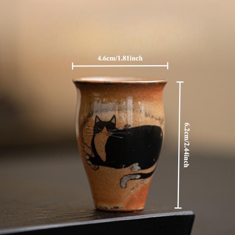 50ml Japanese Kiln Change Ceramic Teacup Retro Handmade Zhiye Cat Cup Small Master Mug Porcelain Chinese Kung Fu Gongfu Teaware