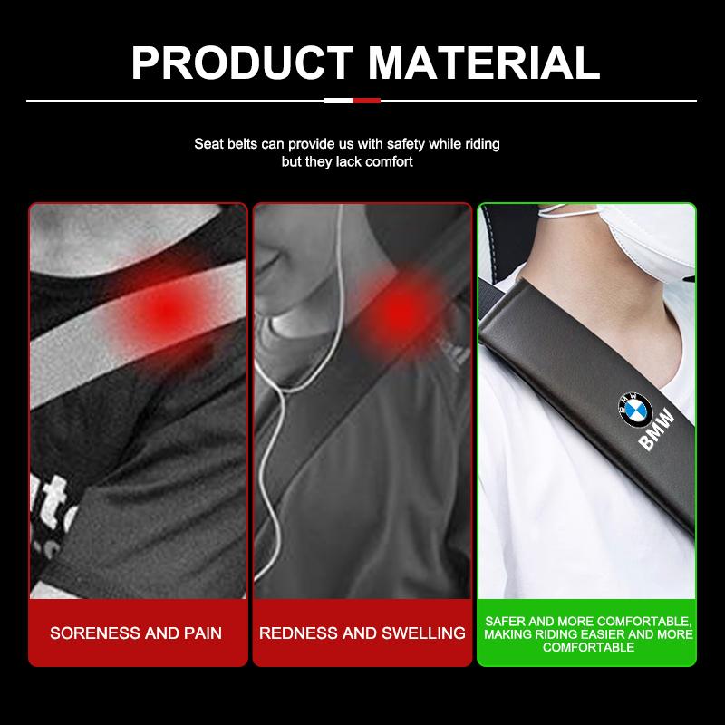 1/2Pcs Leather Car Seat Belt Shoulder Protector Seat Belt Cover For BMW E46 E90 E60 F10 E39 F30 E36 E87 E90 E30 E53 F31 E92 msdf34