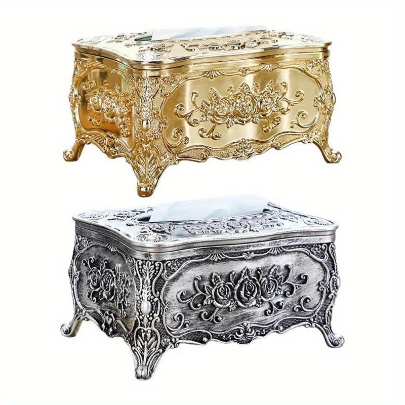 1pc Luxury Tissue Box Cover Rectangle Facial Tissue Paper Box Cover Toilet Paper  for Car Bedroom Decor Office Kitchen dorato