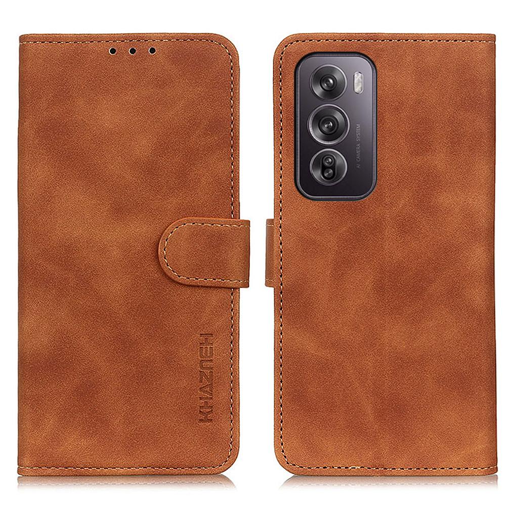 

For Oppo Reno12 Pro 5G (Global) Case PU Leather Retro Texture Phone Cover Brown