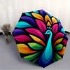 1pc Peacock Colors Compact Travel Umbrella, Automatic Folding Lightweight Windproof 8-Bone Reinforced Design,012103