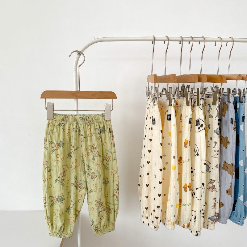 2024 Kids' Summer Lightweight Cotton Linen Mosquito-Proof Casual Pants with Versatile Cuffed Lantern Design