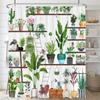 Modern Watercolor Plant Cactus Floral Shower Curtain with Hooks - Waterproof Shower Curtain for Bathroom Home Decoration Curtain