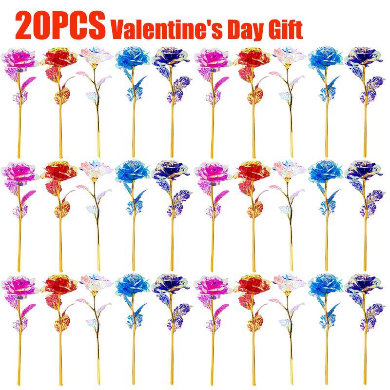 50/50 Stück Künstliche Simulations-Rose Blume Goldfolien-Rose Blume Galaxy Rose Geschenk für Muttertag Valentinstag Geburtstagsgeschenke