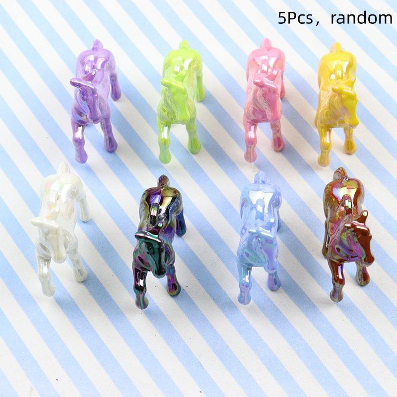 5 Stück Kawaii 3D Buntes Kleines Pferd Acryl Anhänger Halskette Ohrringe Schlüsselanhänger Ohrringe DIY Charms Schmuckzubehör