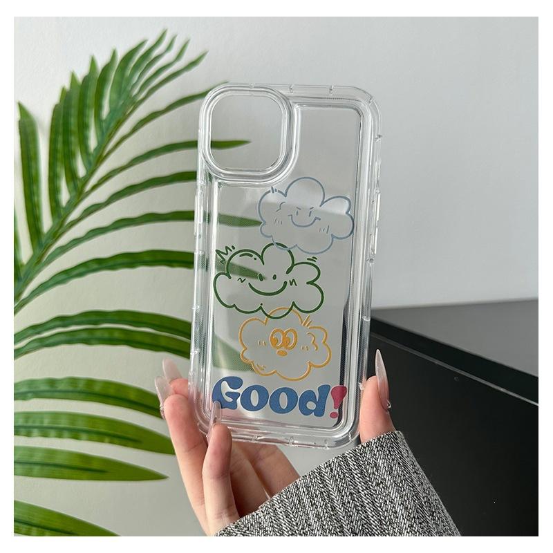 Simple Line Cloud iPhone14 Mobile Phone Case Is Suitable for Apple 15promax Airbag Anti-drop 13 Shock-absorbing Soft Case