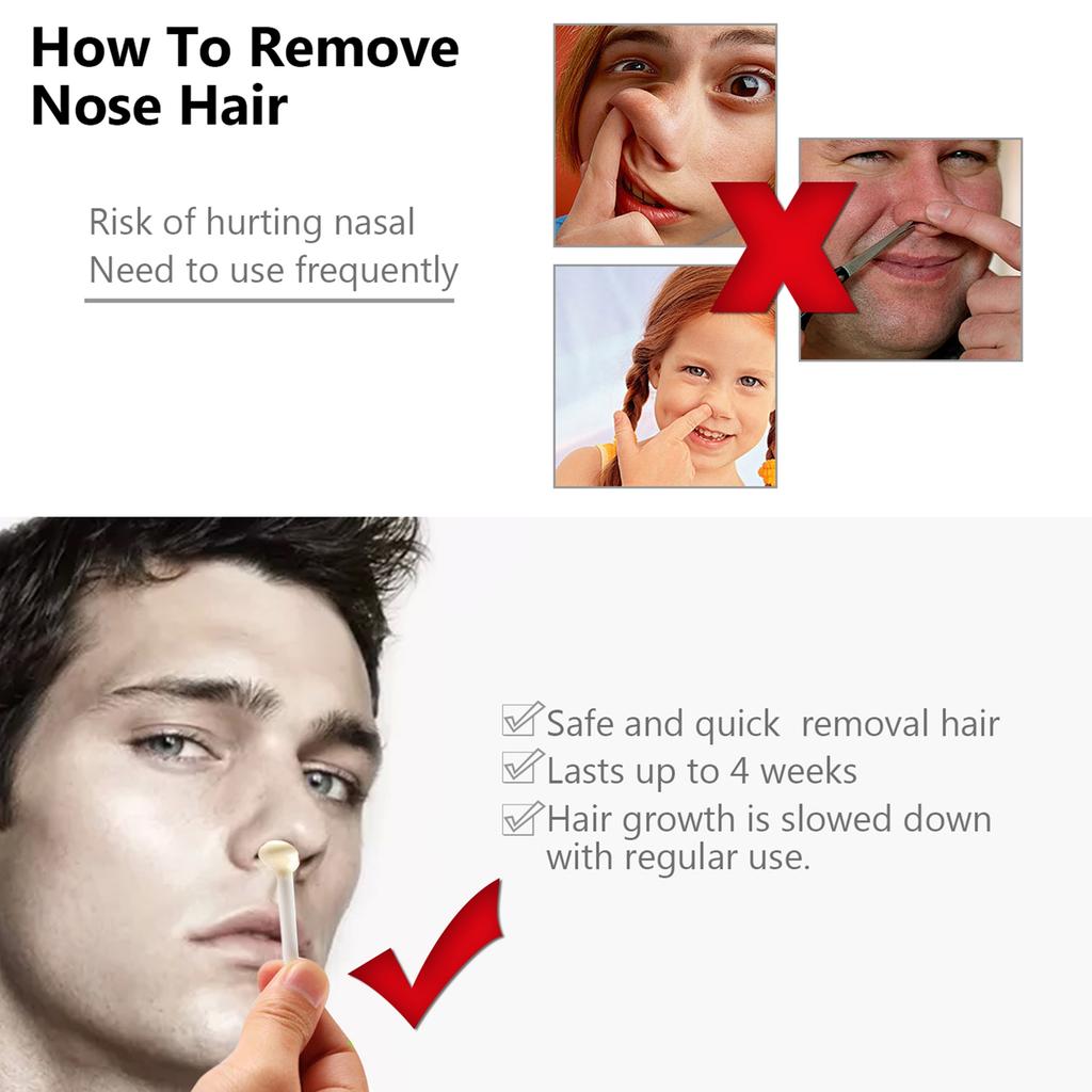 Nose Hair Removal Wax Kit Wax Beans Applicators Sticks Mustache Stickers Measuring Cup Paper Cups for Removing Nose