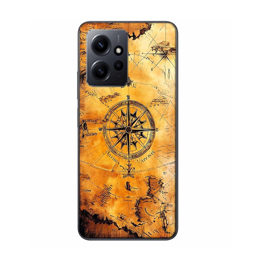 Compass Map Voyage Phone Case For Redmi 12 13C 12C 15C 9 10 10C Note 13 Pro Plus 14 15 Pro 9T 9C 9A TPU Soft Cover Clear Cell Ca