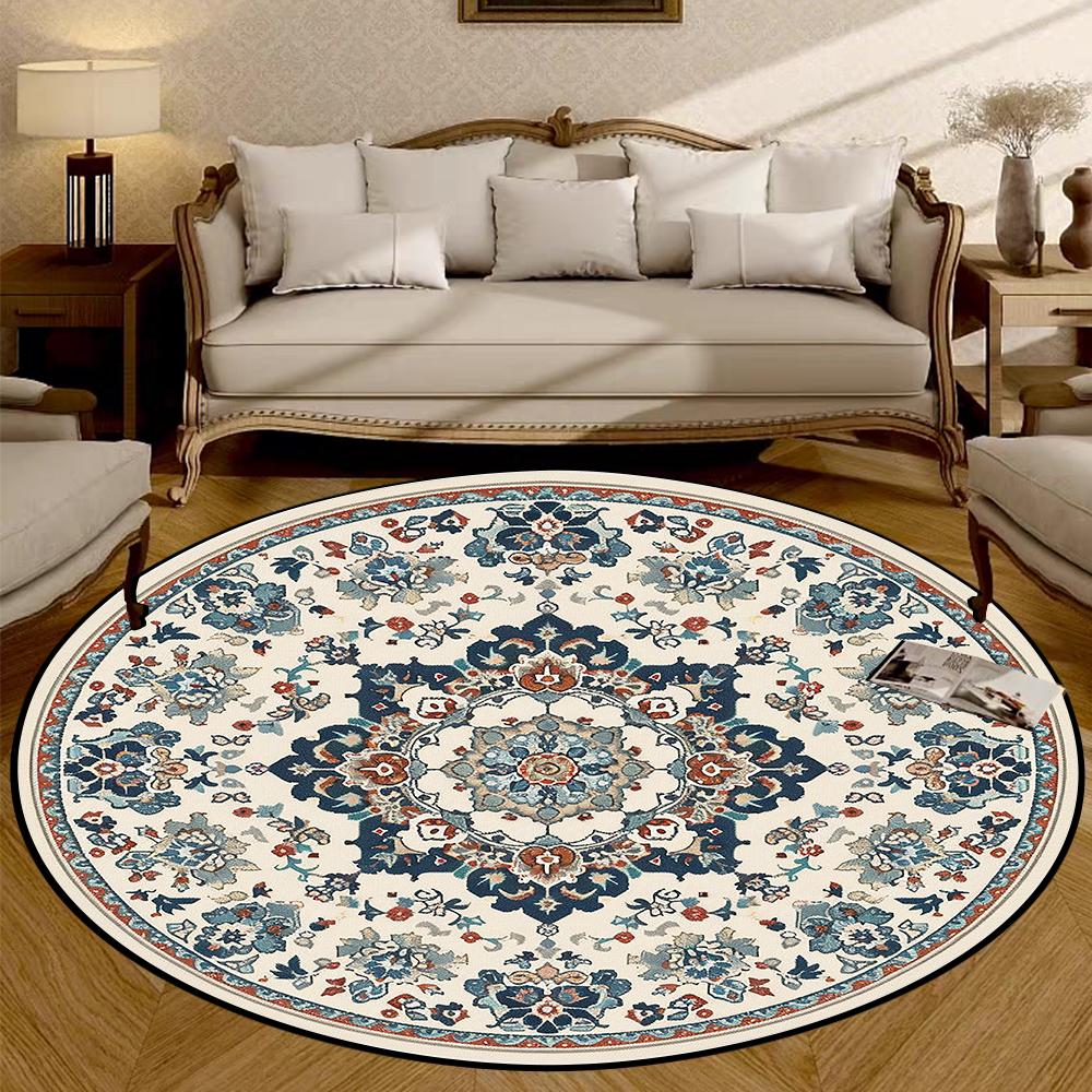 Bohemia Style Round Living Room Carpet Non-slip Bedroom Decoration Washable Rugs Office Chair Mat Bedroom Bedside Soft Carpets