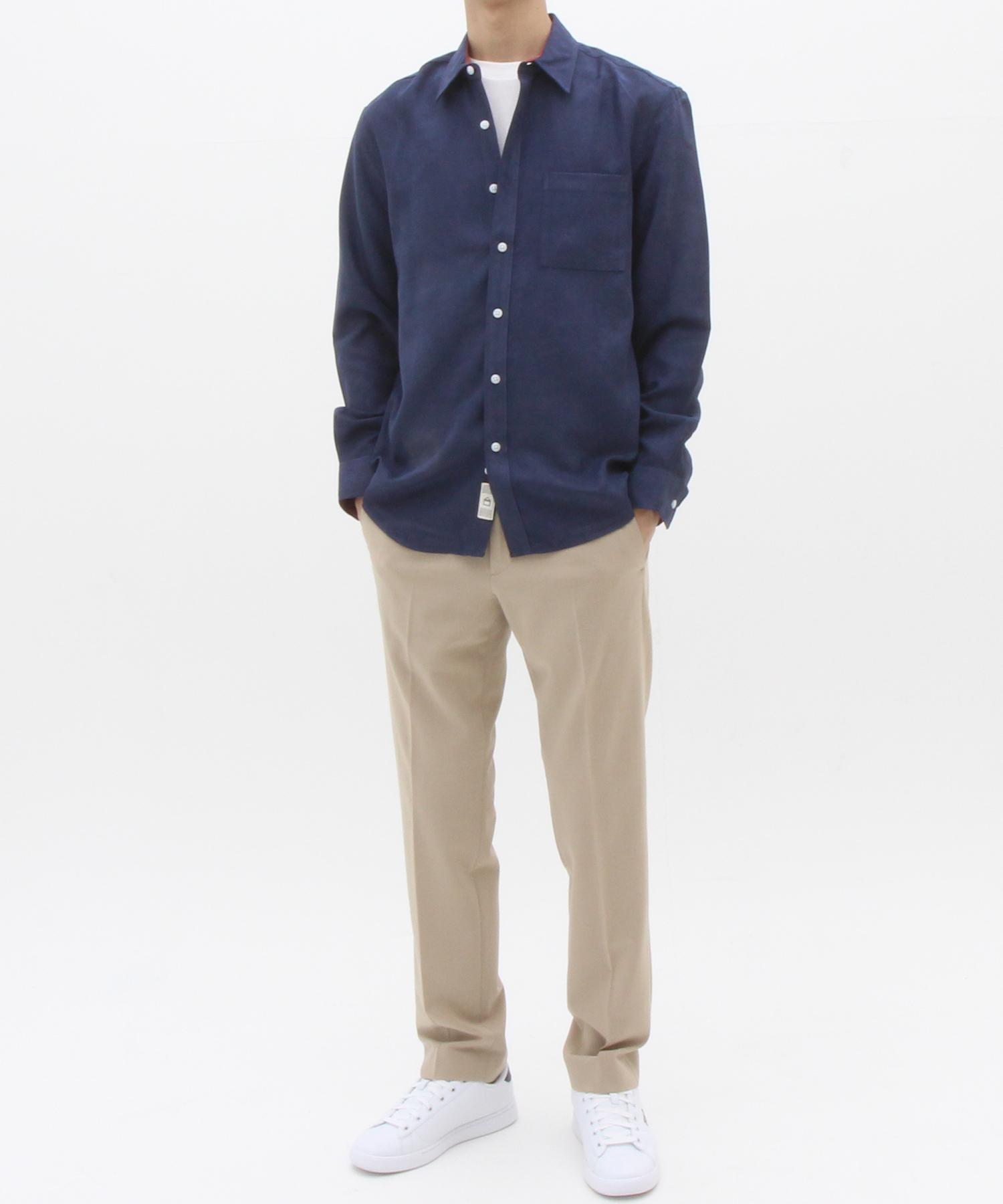 The Shirt Studio Navy Loose Fit Corduroy Shirt 100