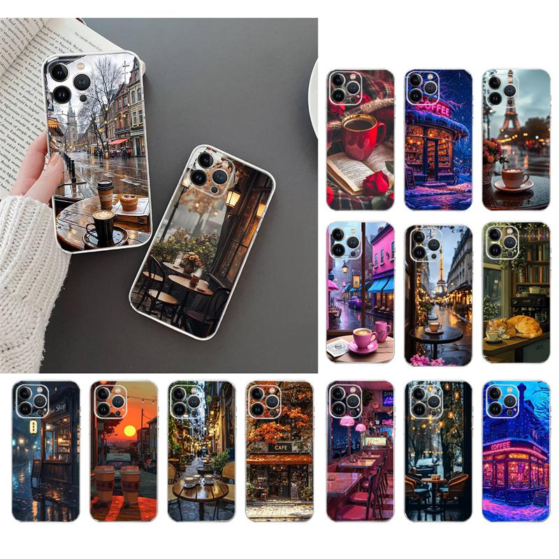 Phone Case Carcasa Funda For iPhone 17 Pro Max Air 16 15 14 13 Pro Max 15 16 Pro 15Plus Coffee Cafe night Aesthetic Case