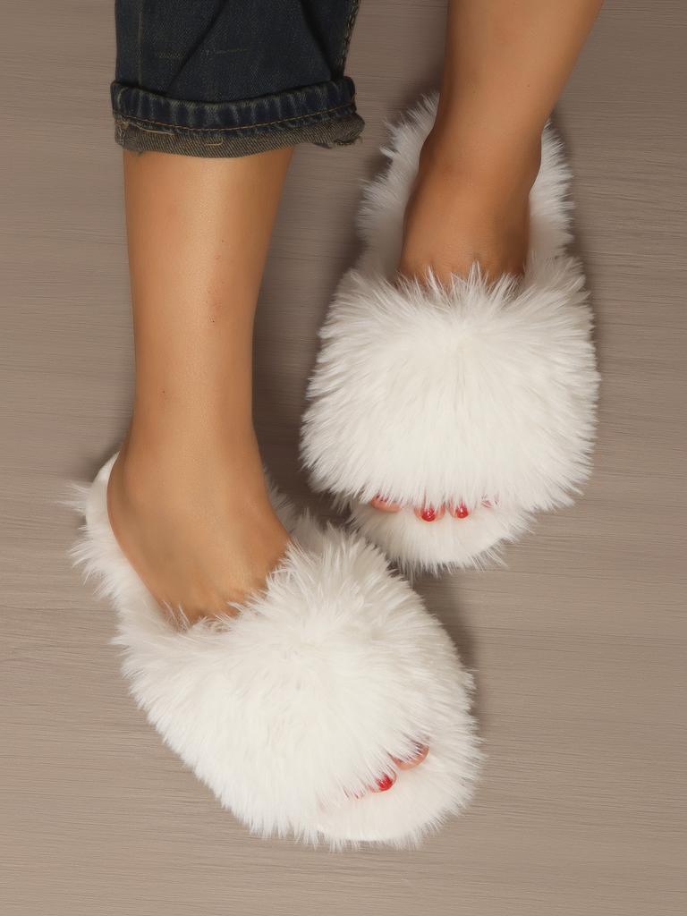 Fashion Women's Indoor Slippers 2025 Autumn and Winter New Faux Fur Home Lazy Shoes Soft Sole Girls Fashion Warm Fluffy Slides