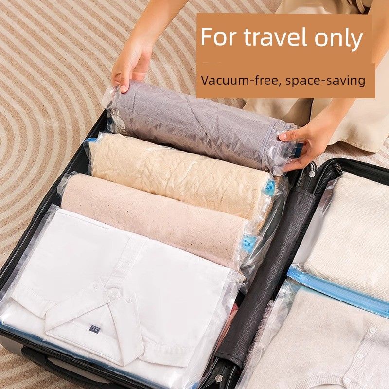 Clothing Compression Bag, Vacuum Storage Bag, Travel Suitcase Organizer, Waterproof Hand-Rolled Storage Artifact, No Need to Pump Air Out