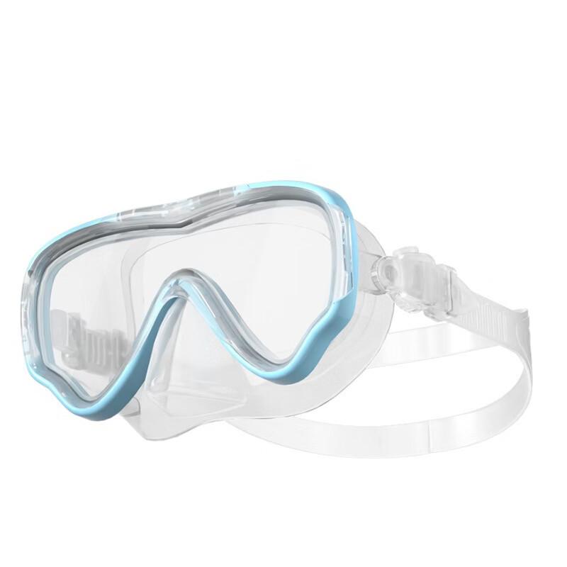 Adult Silicone Diving Mask and Snorkel Set Transparent Blue Mask
