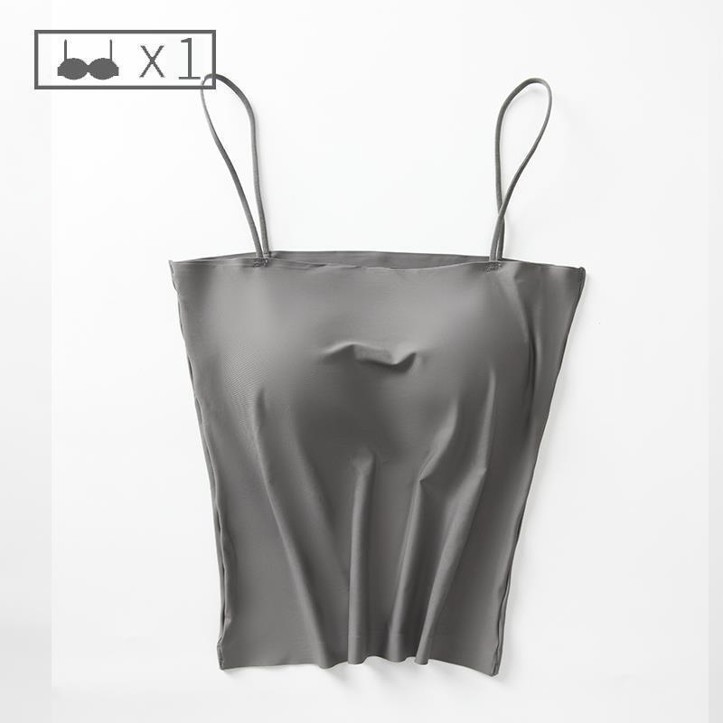 

Женская майка из ледяного шелка со встроенным нагрудником - Бандо-обертывание с открытыми плечами для лета S [75-90 cm]