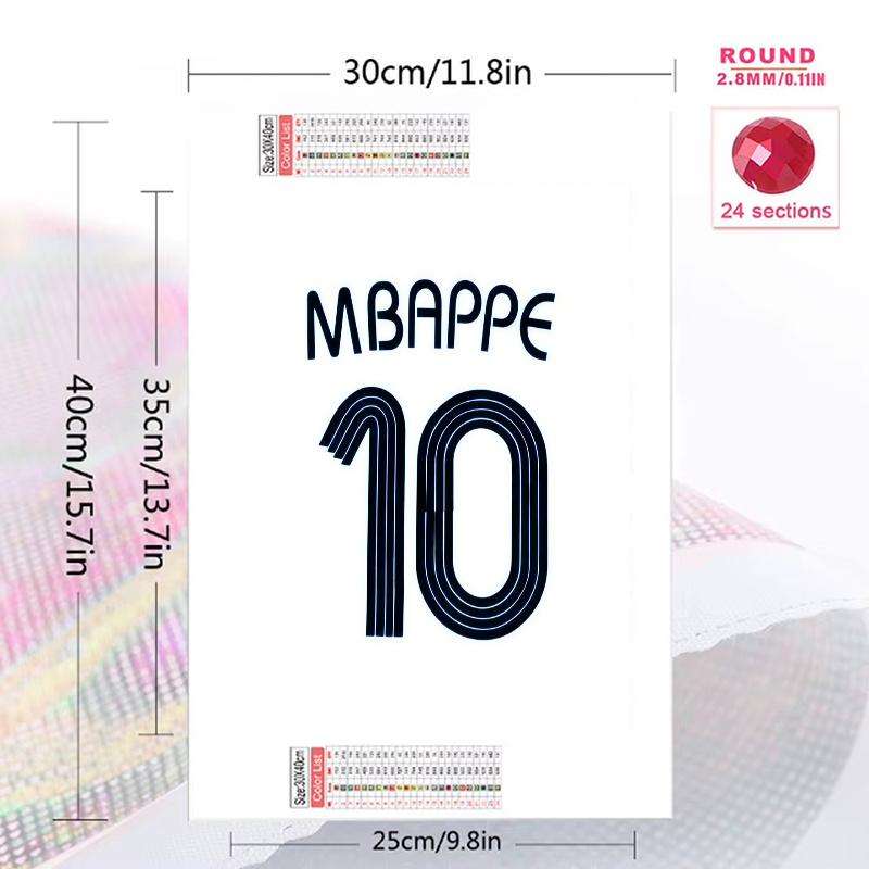 Kylian Mbappé Pattern  3pcs 100% Round Full Drill 5D DIY Diamond Painting Embroidery Cross Stitch Rhinestone Décor