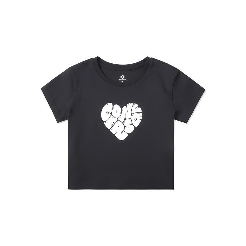 (WMNS) Converse Heart T-Shirt Asia Sizing  Black  Women s 10026369-A03 L