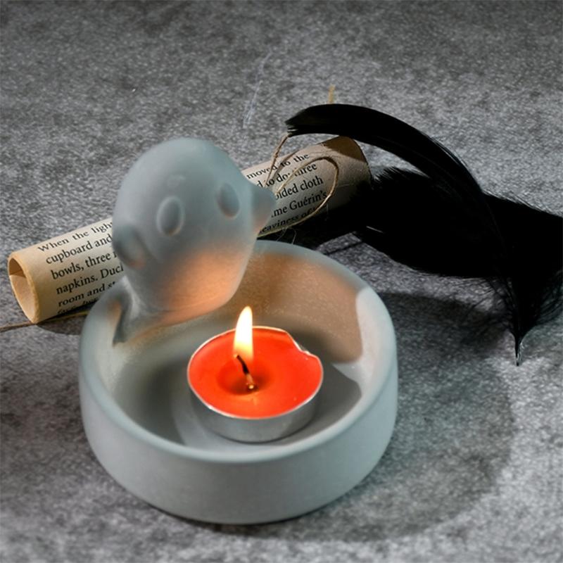Candlestick Silicone Mold Halloween Spirit Candle Base Mold High Temperature Resistant Candle Holder Decorations Mould