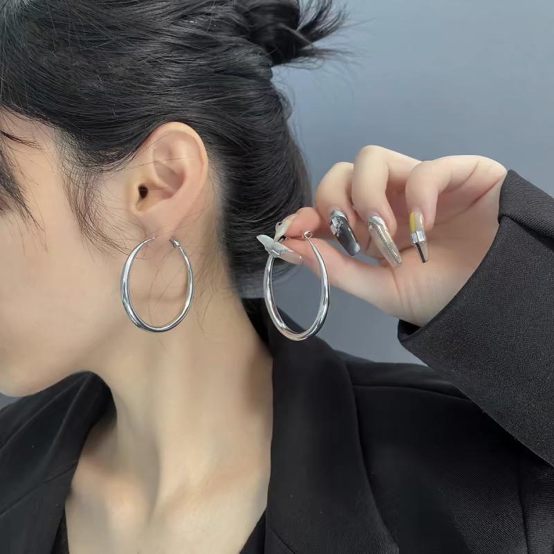 

BF CLUB 925 Sterling Silver Earrings For Women Trendy Simple Circle Earring Jewelry Prevent Allergy Party Accessories