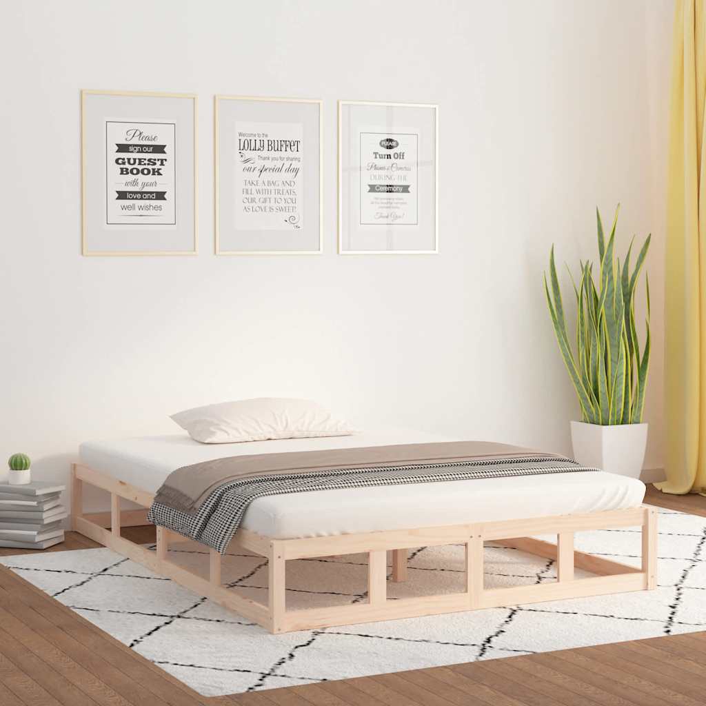 Solid Wood Bed 140 x 190 cm
