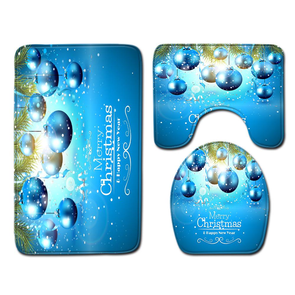 Christmas Bathroom Floor Mat Toilet Three-Piece Set