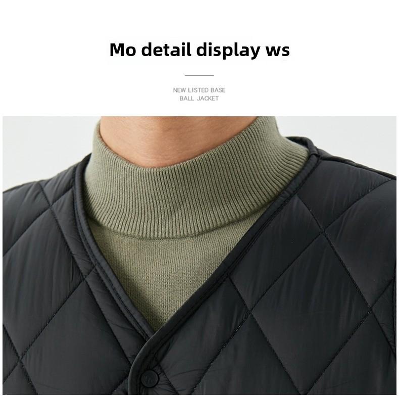 GMXIA Męska jesienno-zimowa ciepła kamizelka plus polar dla młodych i w średnim wieku, kieszeń wewnętrzna, męska krótka kamizelka zapinana na guziki w romby