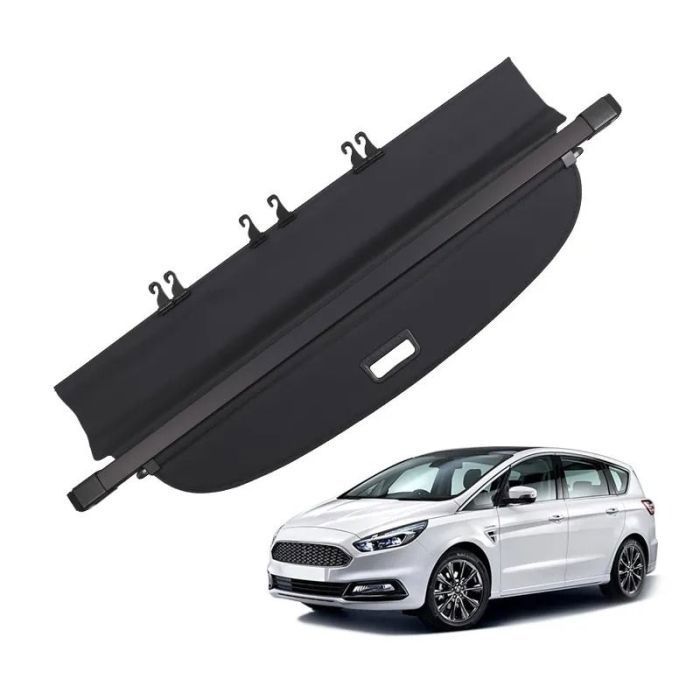 Trunk Luggage Cover - Ford S-Max 06-18 - Black - Retractable Roller Blind - Aluminium Supports