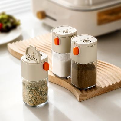 180ml Multifunctionele Kwantitatieve Kruidenpot Druktype Glazen Kruidenfles Keuken Zoutpot Specerij Peperstrooiers
