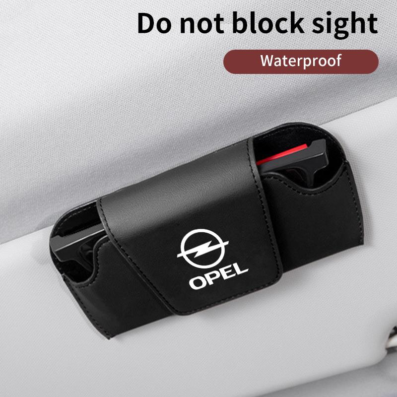 AAAYR1 Universal Car Sun Visor Leather Sunglasses Case Organizer For Opel Corsa Astra Insignia Vectra Zafira Meriva Mokka Grandland