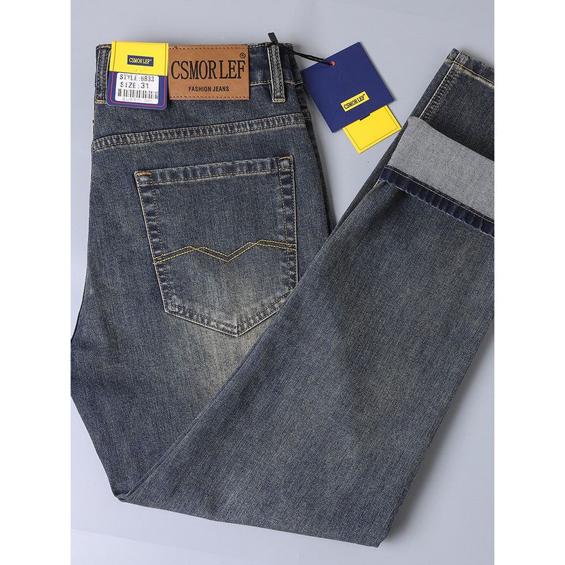 Authentic Brand-Name Jeans with Cut Tags, Original Export Surplus, Clearance Sale, Men's Stretch Straight-Leg Jeans, Trendy New Autumn/Winter Style