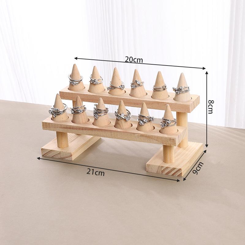 

Solid Wood Jewelry Displays Rack Large Capacity Rings Showcase Stand Counter Ring Jewellery Show Shelf Live Pictures Props