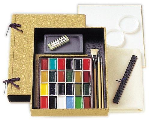 

Kissho Japanese Painting Paints, Gansai, Ink and Painting Set No.3, Gansai 24 Colors, Hardcover