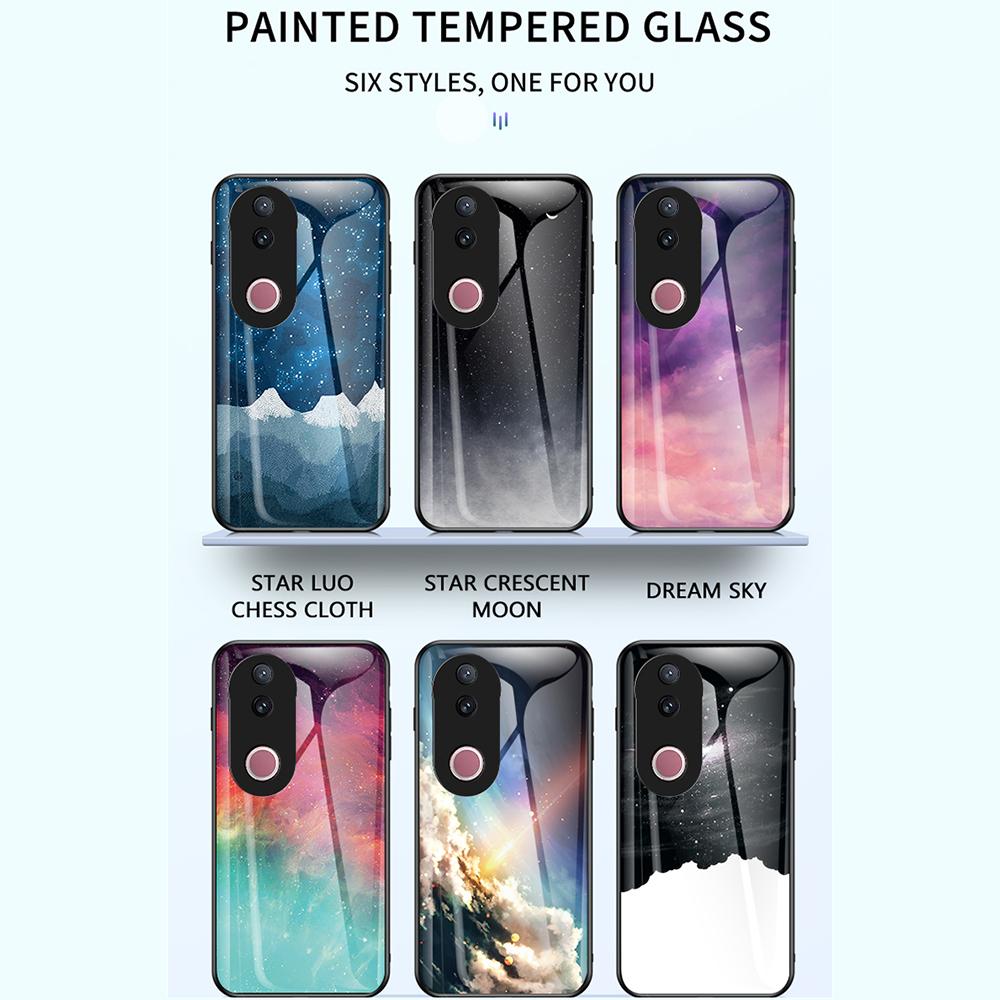 For vivo V50 5G Case Starry Sky Pattern Tempered Glass Phone Cover