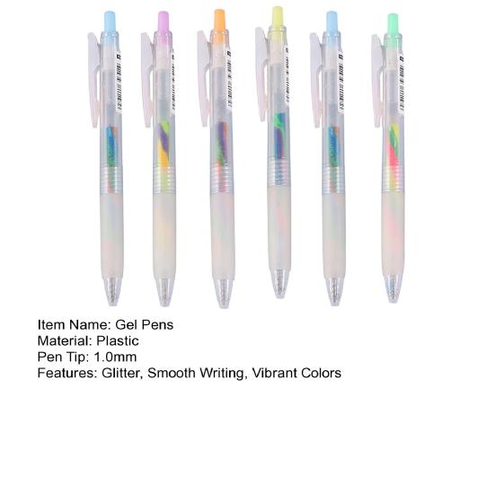 6Pcs/Set Glitter Gel Pens Smooth Writing Vibrant Colors Rainbow Gradient Gel Pens