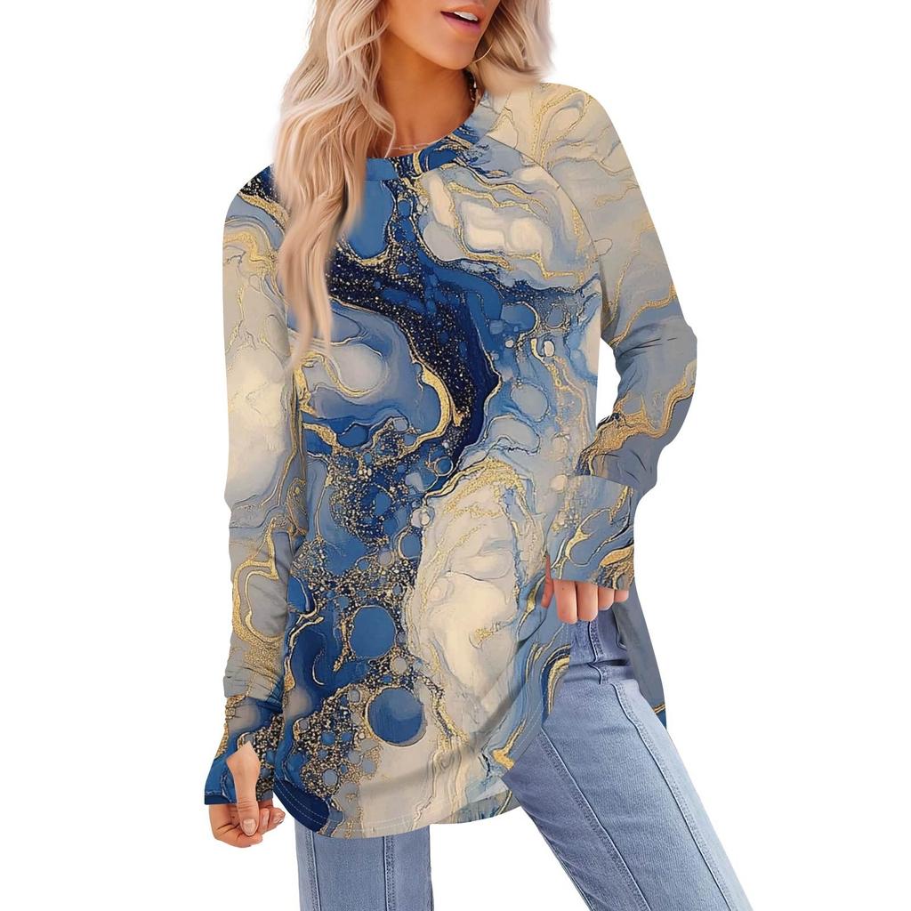 Womens Oversized Sweatshirt Graphic Sweater Long Sleeve Drop Shoulder Round Shirt Tops Vintage Clothes