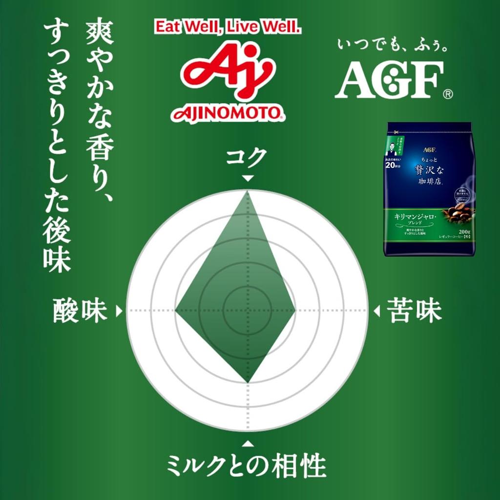 AGF A Little Luxurious Coffee Shop Regular Ground Coffee Special Mocha Kilimanjaro Mild 200g x 4 Varieties Tasting Set [Ground Coffee] [Assorted]