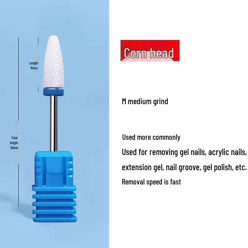 Tungsten Carbide Drill Bit with Ceramic Grinding Head for Cuticle Removal and Russian Manicure Prep