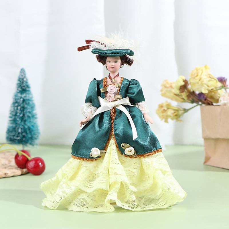 1Pc Dollhouse Miniature Porcelain Victorian Beauty Lady Dolls Dollhouse