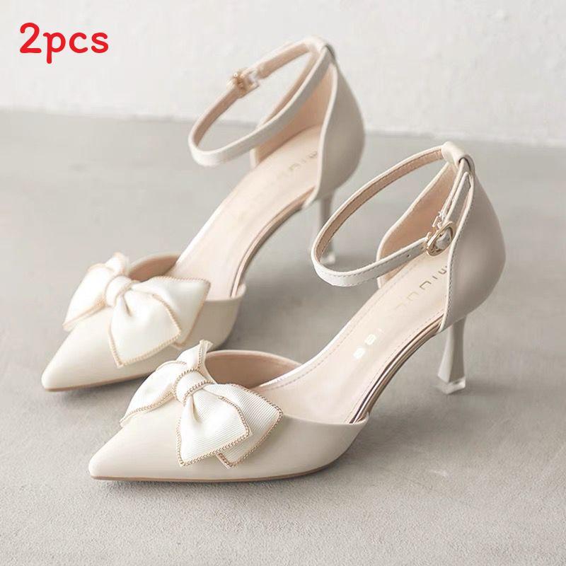Summer Fashion Slipon High Heels With Bowknot And Pointed Toe For Women