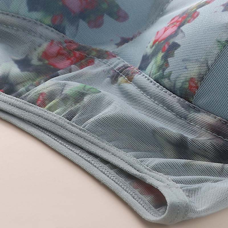 Middle-aged and Elderly Large Size Bra Gathered Comfortable Mesh Back One-piece Fixed Cup Without Steel Ring Underwear