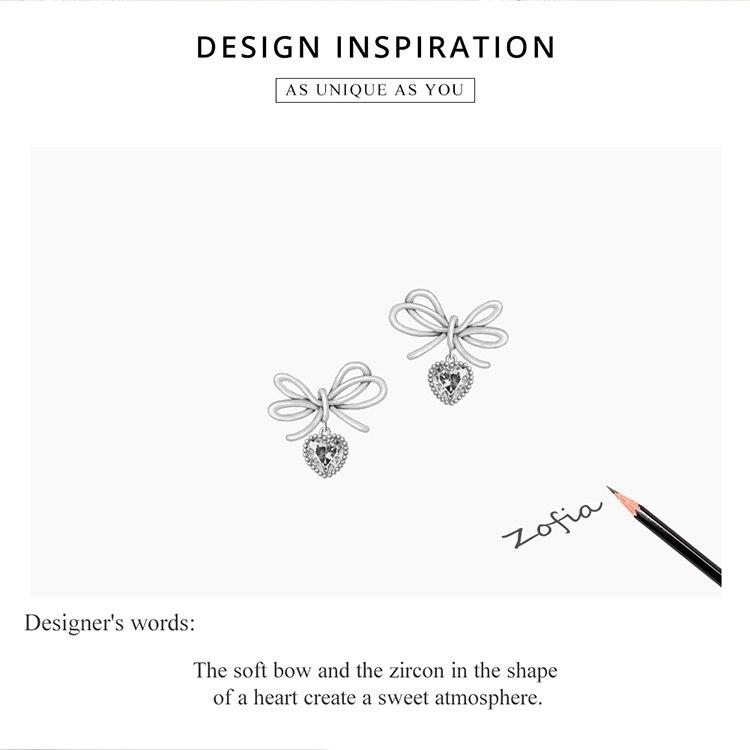 Bamoer 925 Sterling Silver Jewelry with Bow CZ Light Stud Earrings for Women for Girls Gift Statement Jewelry