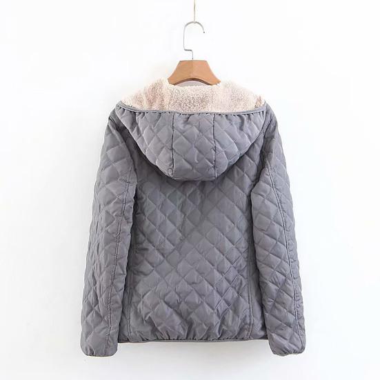 Women Coat Solid Color Hooded Plush Thicken Winter Jacket for Work