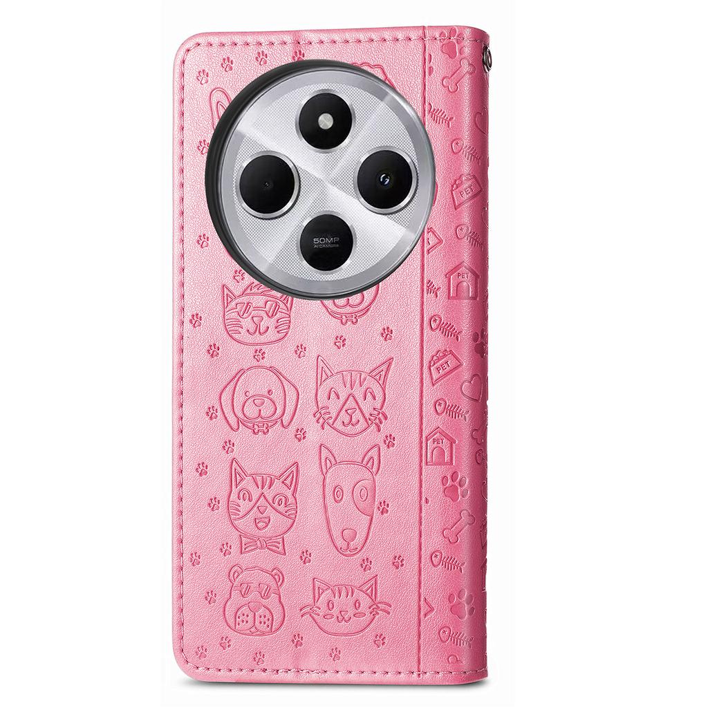 Leather Phone Case For Xiaomi Redmi 14C 4G/14R 5G/Poco C75 4G Wallet Flip Phone Cover Cute Cat Dog Pattern