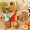 Capybara Plush With Headphones Head Cover Doll Key Chains Schoolbag Pendant Soft Stuffed Cartoon Animal Toy Gift