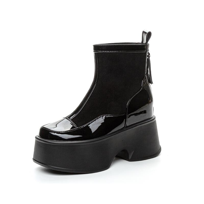 Autumn and winter new Martin boots for women after 2025, zipper inner height increase, thin boots, thick-soled versatile short boots for women Douyin