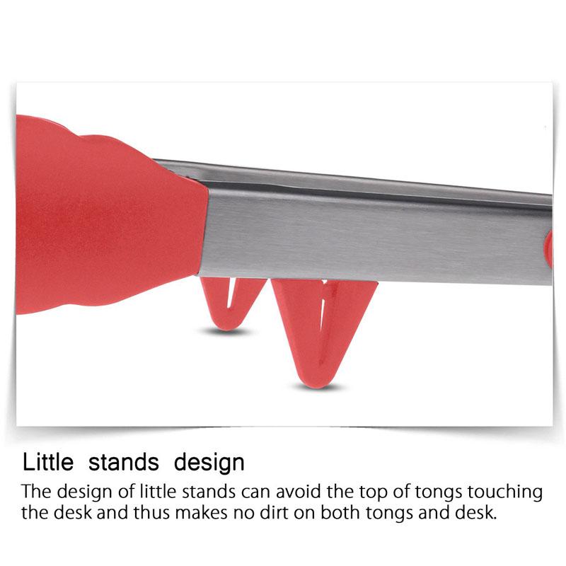 Kitchen Utensils and Cooking Tongs, Heat-resistant Stainless Steel Barbecue Tongs, Equipped with Silicone Tips and Bracket Design, Suitable for Salads