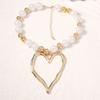 Fineins Exaggerated Hollow Big Love Fashion Round Bead Mixed Color Imitation Pearl Necklace, Simple and Versatile Women's Collarbone Chain