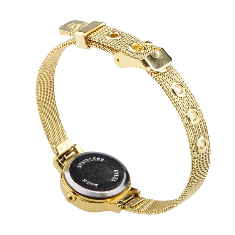 Mode Damen Goldene Kleine Runde Zifferblatt Armband Damen Quarz Analoge Armbanduhr