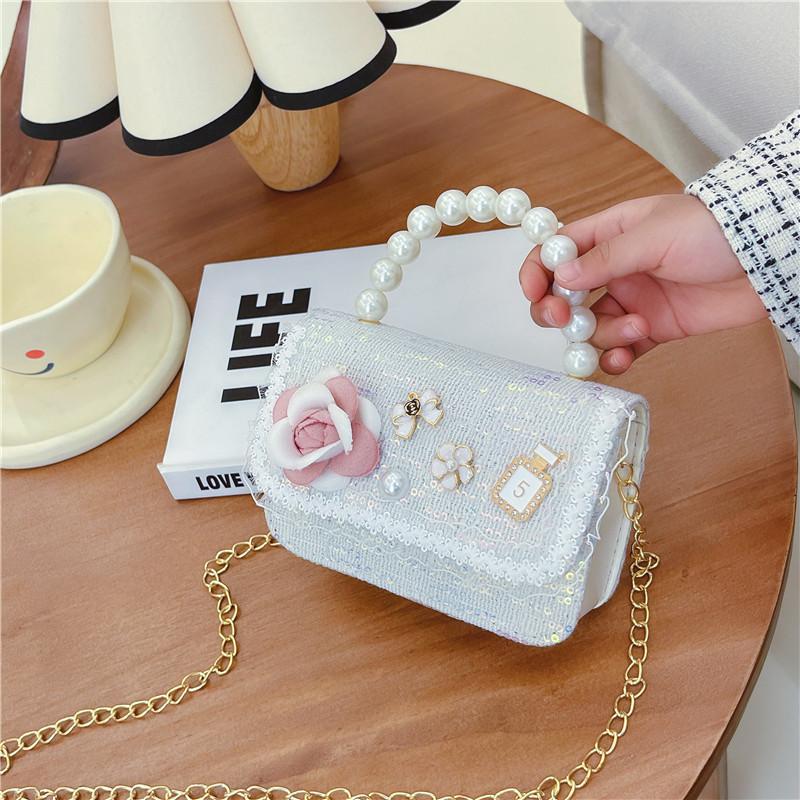 Charming Cartoon Princess Sequin Handbag Cute Mini Purse For Girls Pu Leather