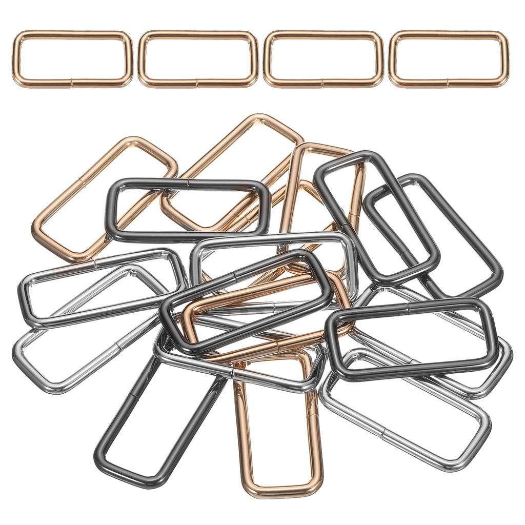 18pcs Metal Rectangle Ring Buckles x Square Strap Webbing Belt Rings for Camping Dog Luggage Belt Craft DIY Accessories Light Black [uxcell] 4/5" 2"